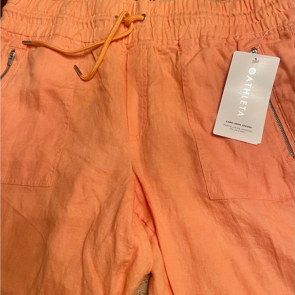 NWT- Athleta Womens Cabo Linen Jogger Cactus Peach-14 - Picture 6 of 7